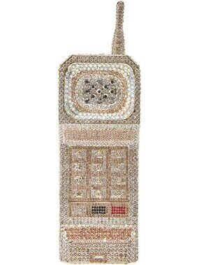 Silver-A Rhinestone Clutch Bag for Women - Funny Novelty Cellphone Handbag